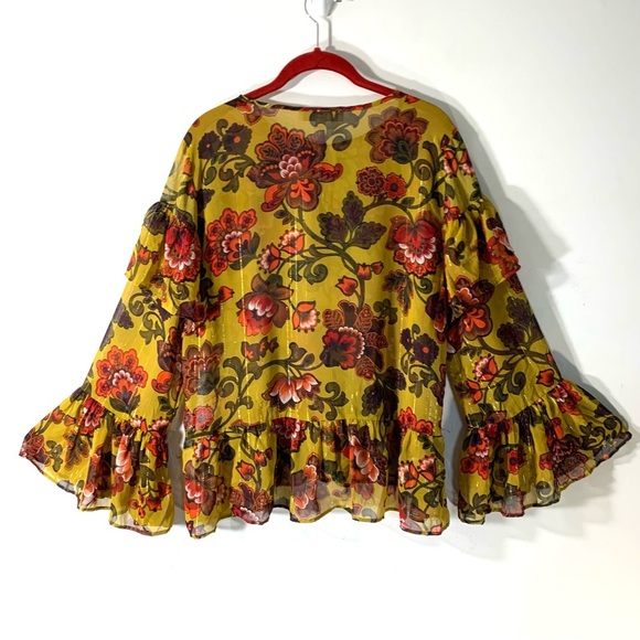2/$35 Loft mustard Floral Peasant top - Picture 7 of 12